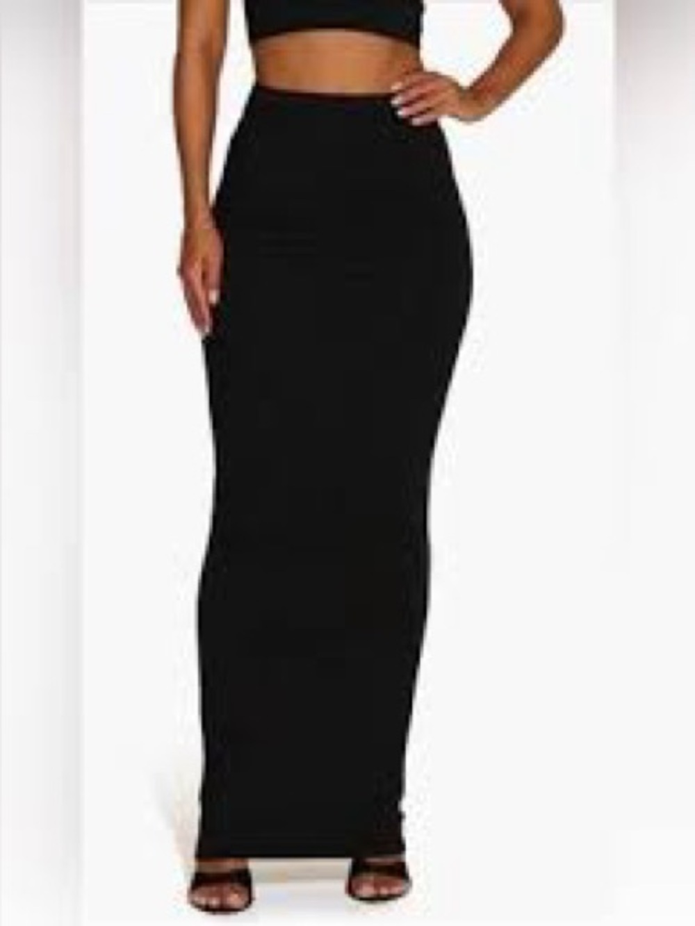 naked wardrobe Black Slim Pencil Maxi Skirt